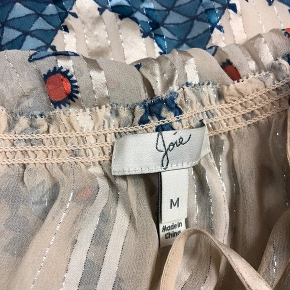 Joie Sorne B Silk Printed Popover Elastic Waist Maxi Dress in Pesca Size Medium - Picture 11 of 13